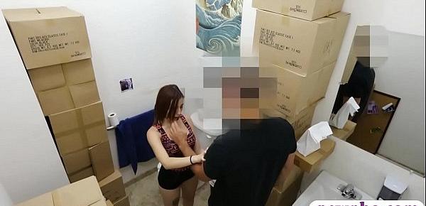  Saucy girl banged in pawnshops toilet